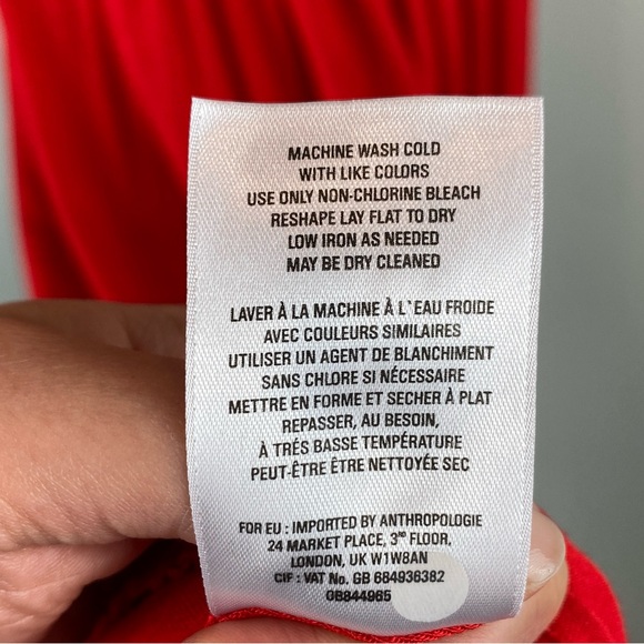 Anthropologie Red Knit Milkmaid Romantic Cottagecore Midi ruffle trim Dress XS - Picture 8 of 8